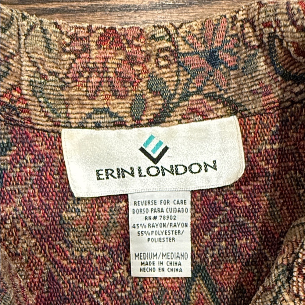 Vintage Tapestry Jacket Paisley Floral Gobelin Button Front M - Picture 2 of 4